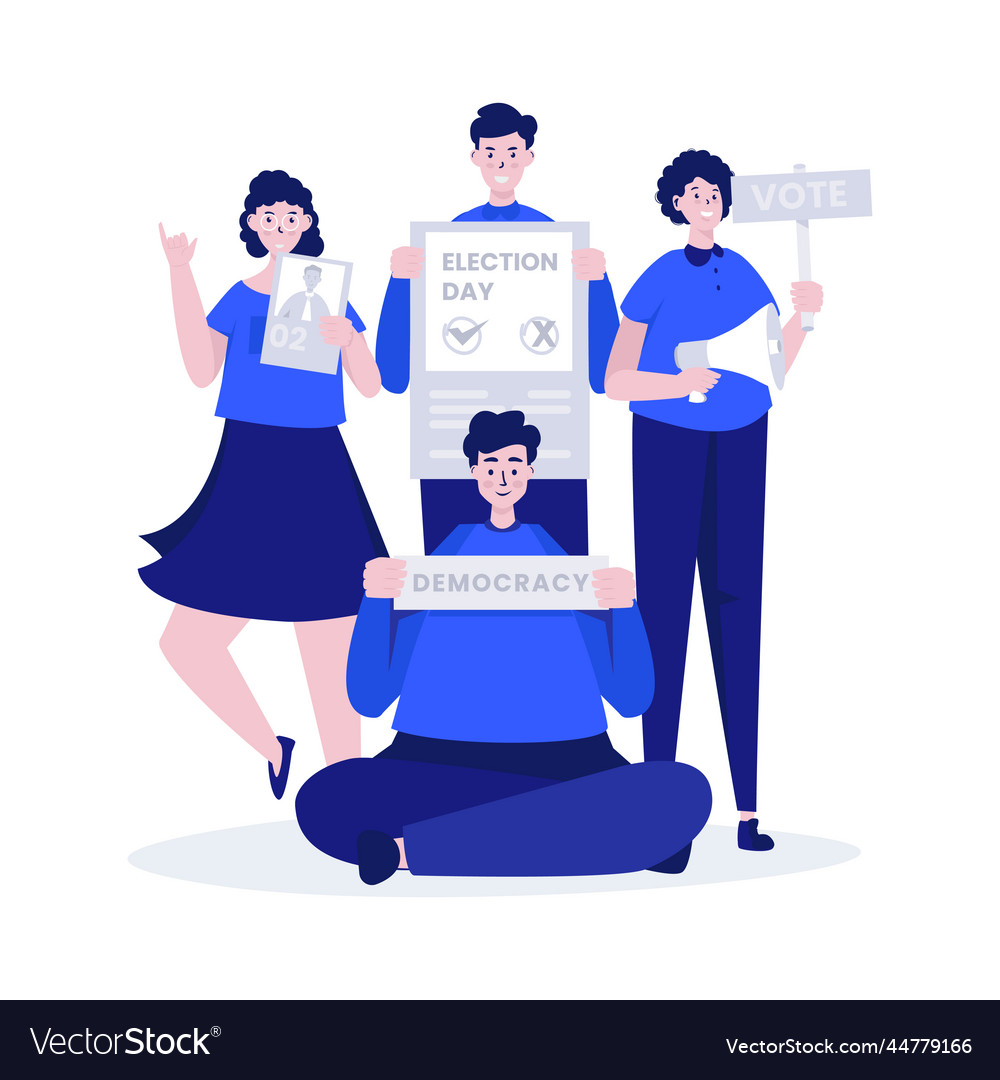 a-campaign-candidate-team-for-election-day-vector-image