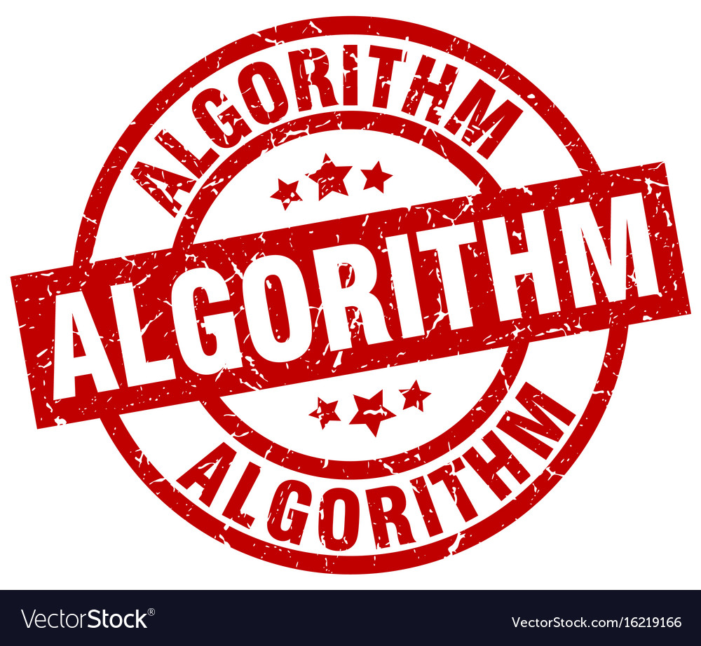 Algorithm round red grunge stamp