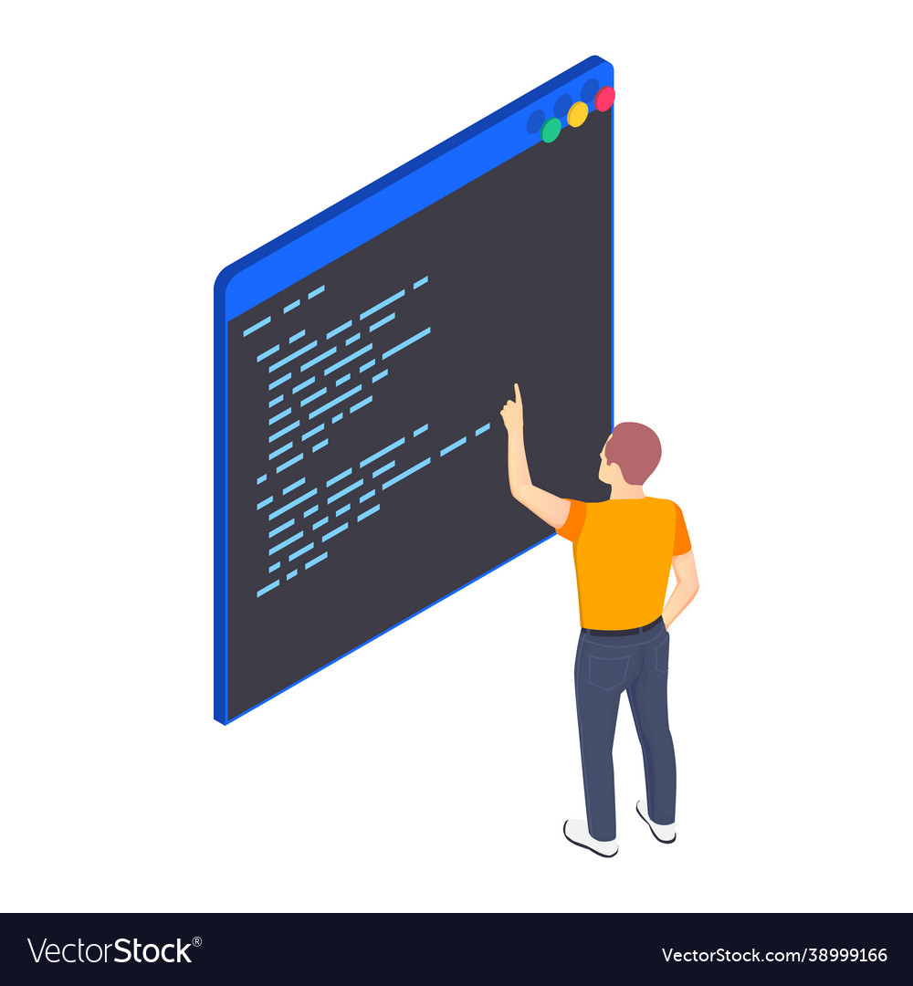 Checking code window composition Royalty Free Vector Image