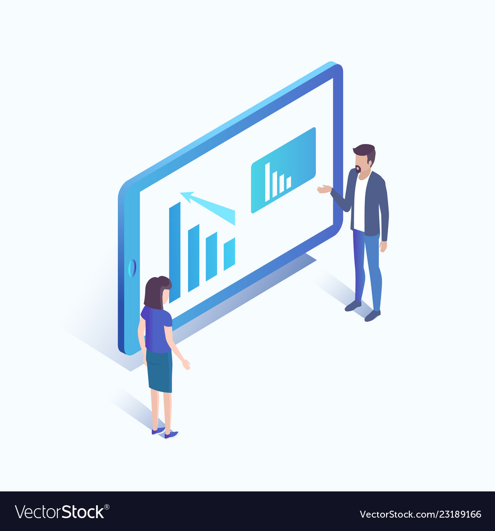 Computer screen and analysts vector image Computer screen and analysts