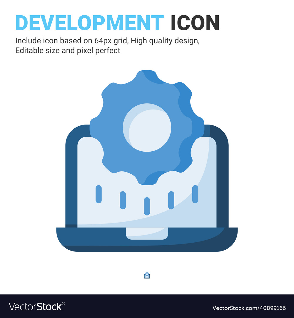 Development icon with flat color style isolated vector image Development icon with flat color style isolated