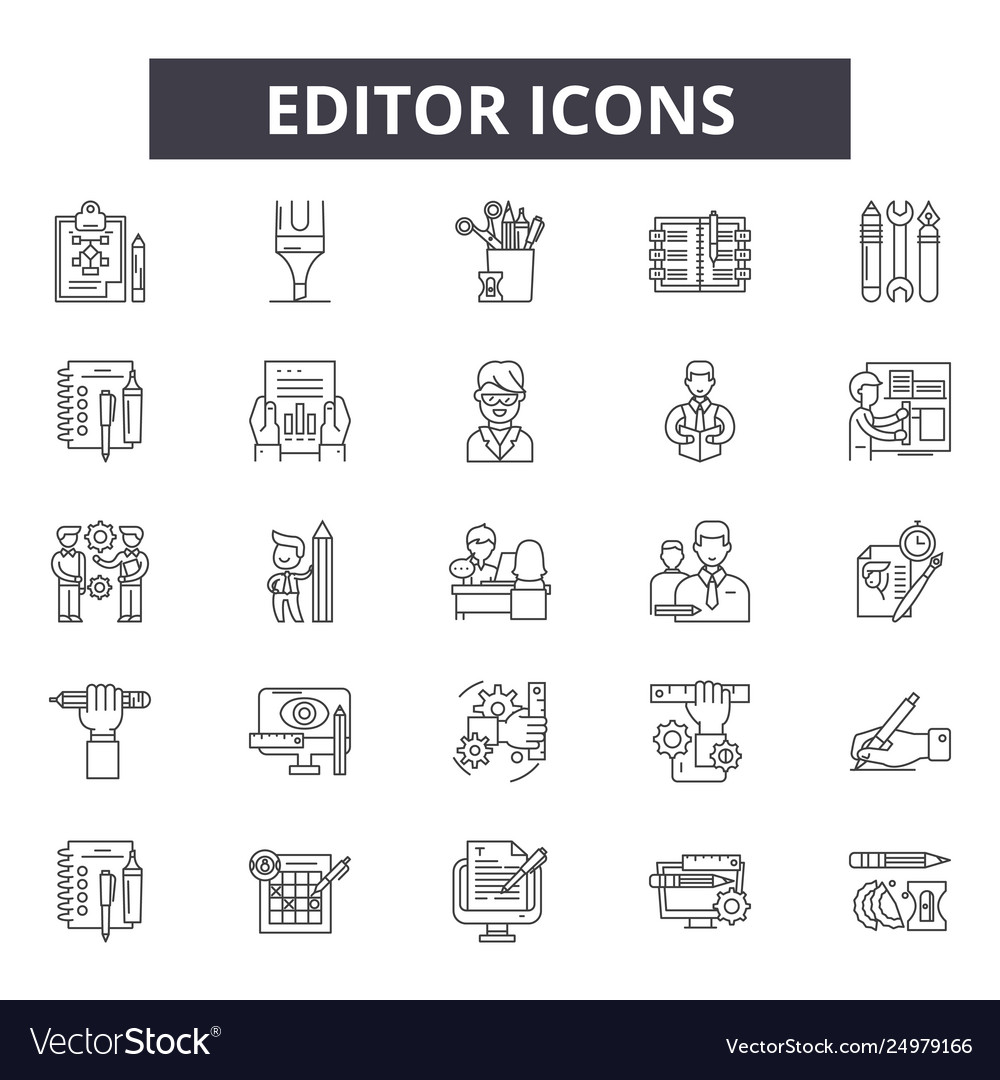 Editor line icons signs set outline