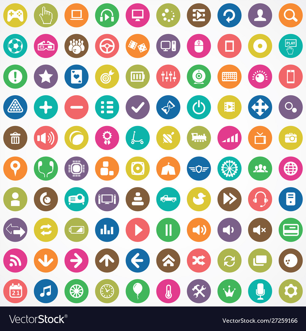 Game 100 icons universal set for web and ui