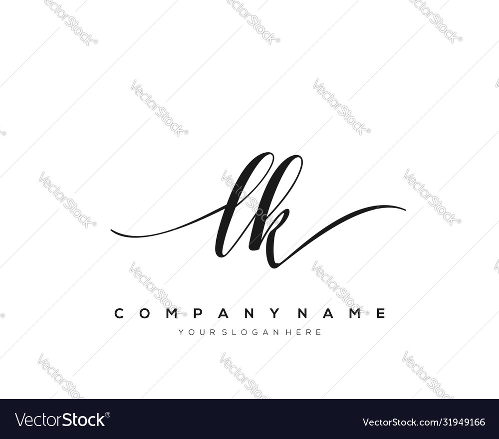 Lk initial letter handwriting logo hand drawn Vector Image