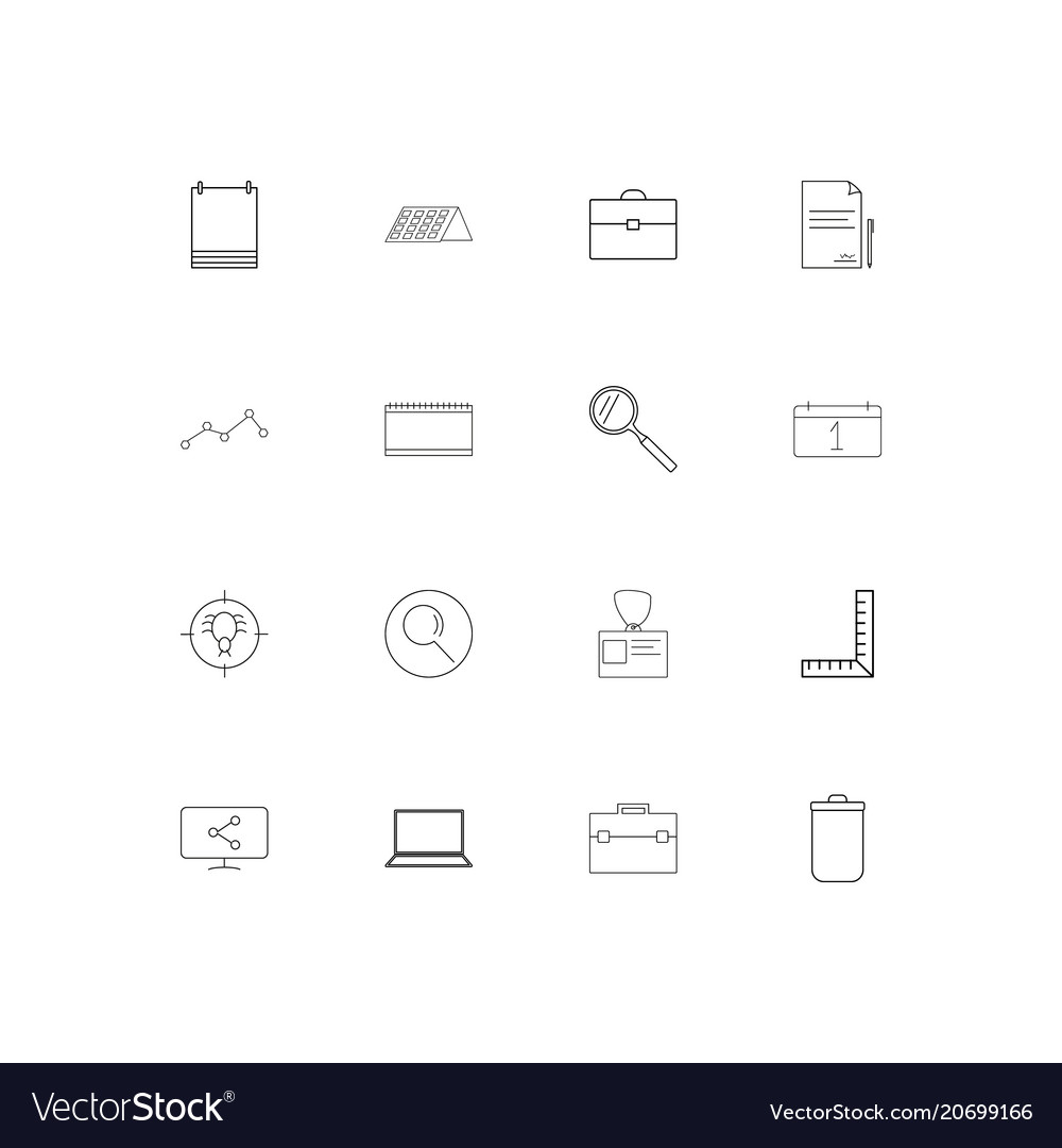 Office simple linear icons set outlined