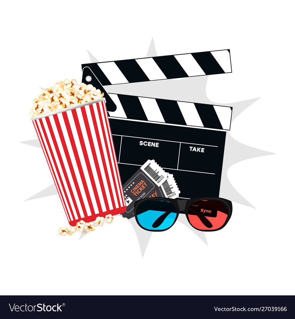 Realistic movie icon clapperboard 3d