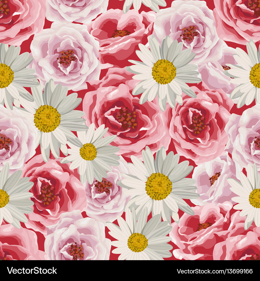Seamless pattern flowers Royalty Free Vector Image