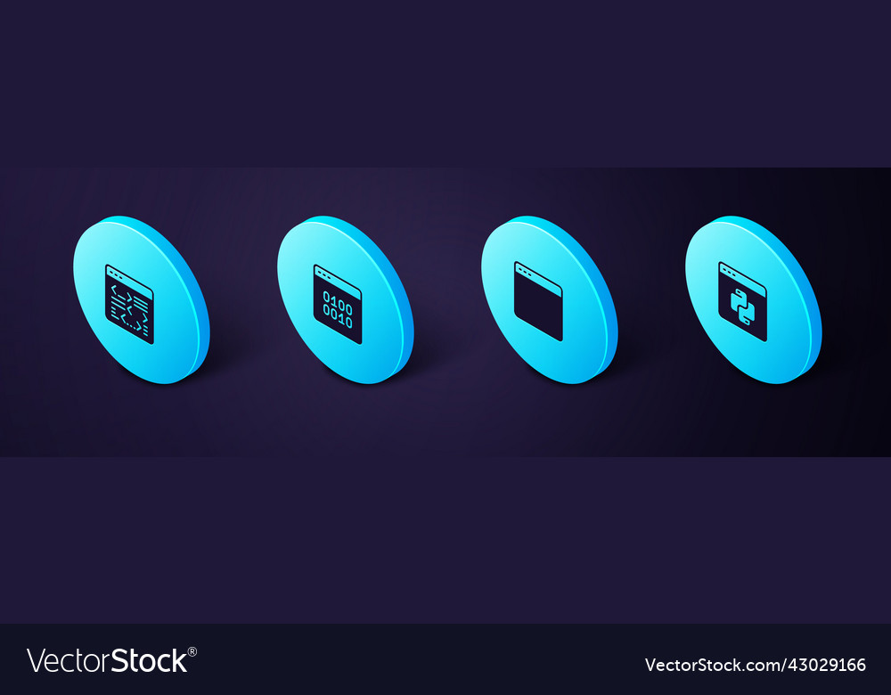 Isometric python Programmiersprache Browser vector image Isometric python Programmiersprache Browser