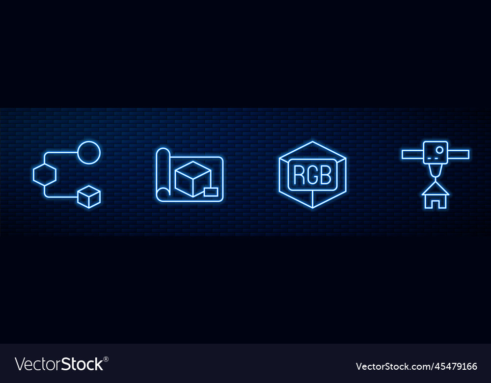 Set line rgb and cmyk color mixing isometric cube vector image Set line rgb and cmyk color mixing isometric cube