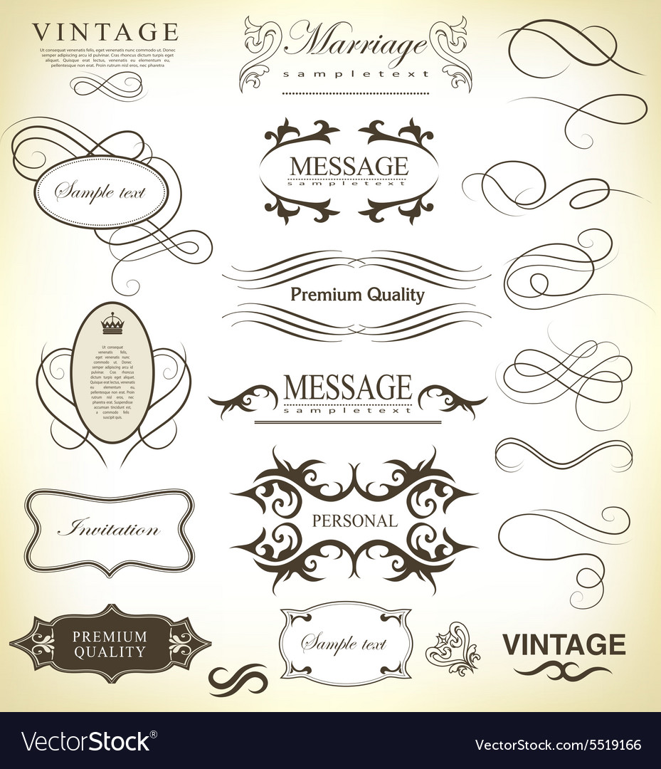 Set of calligraphic elements for design