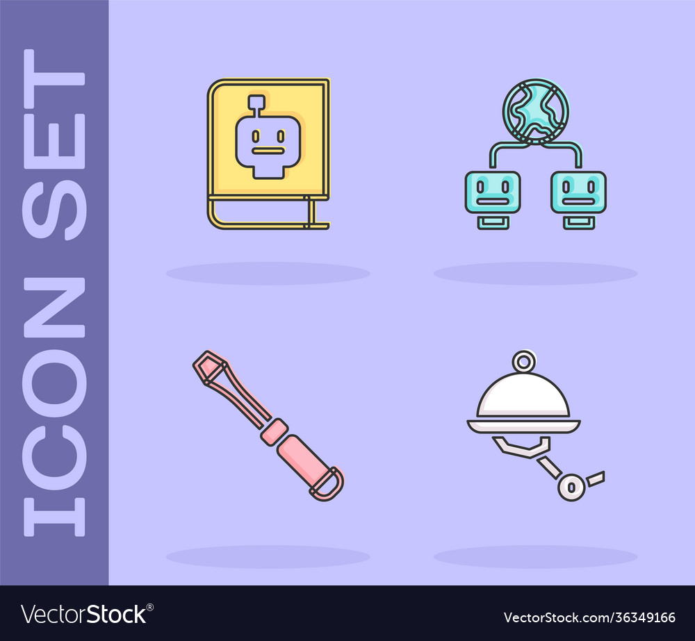 Set waiter robot user manual screwdriver vector image Set waiter robot user manual screwdriver