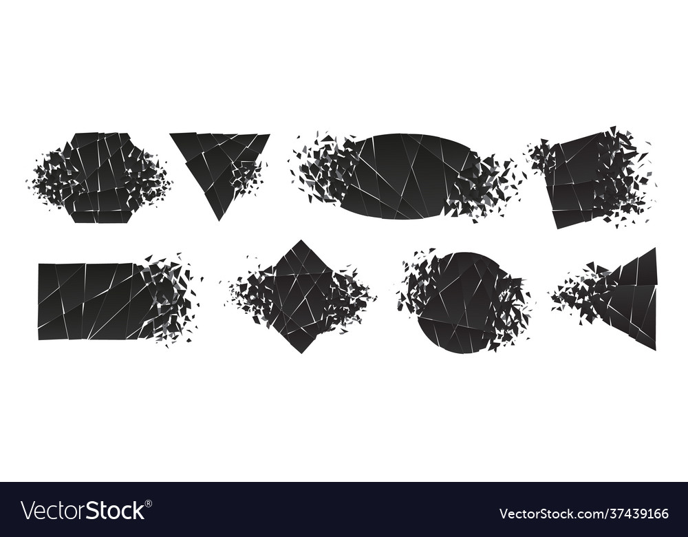 Shape shattered and explodes flat style design