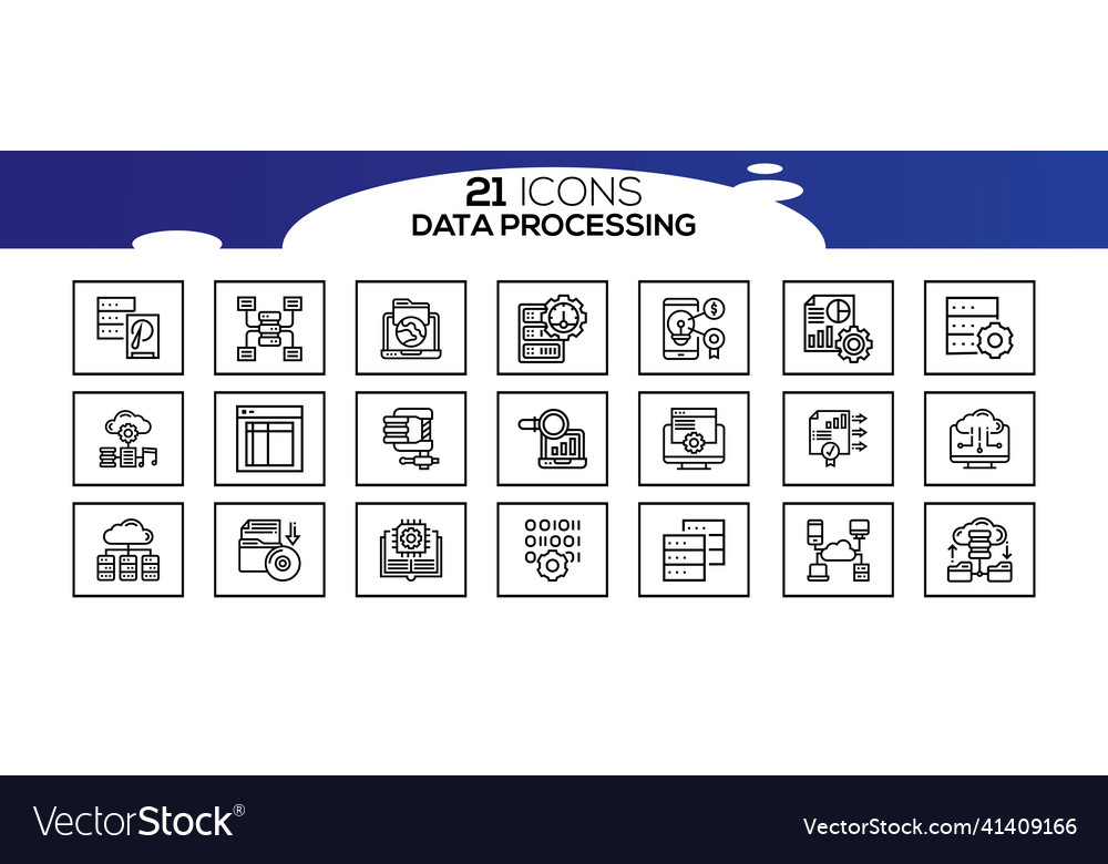 Simple set of data analysis related line icons
