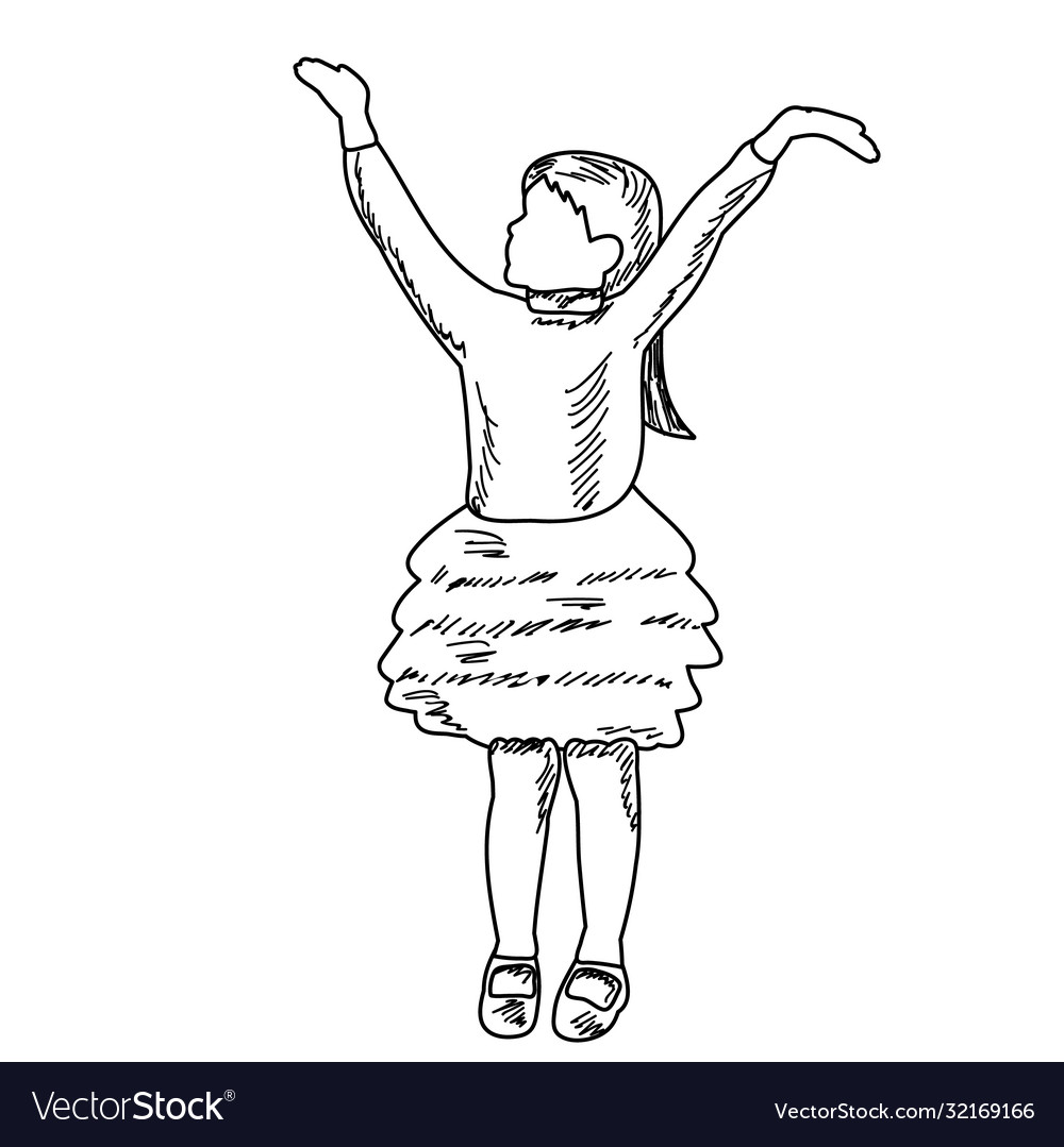 Sketch simple lines child dancing