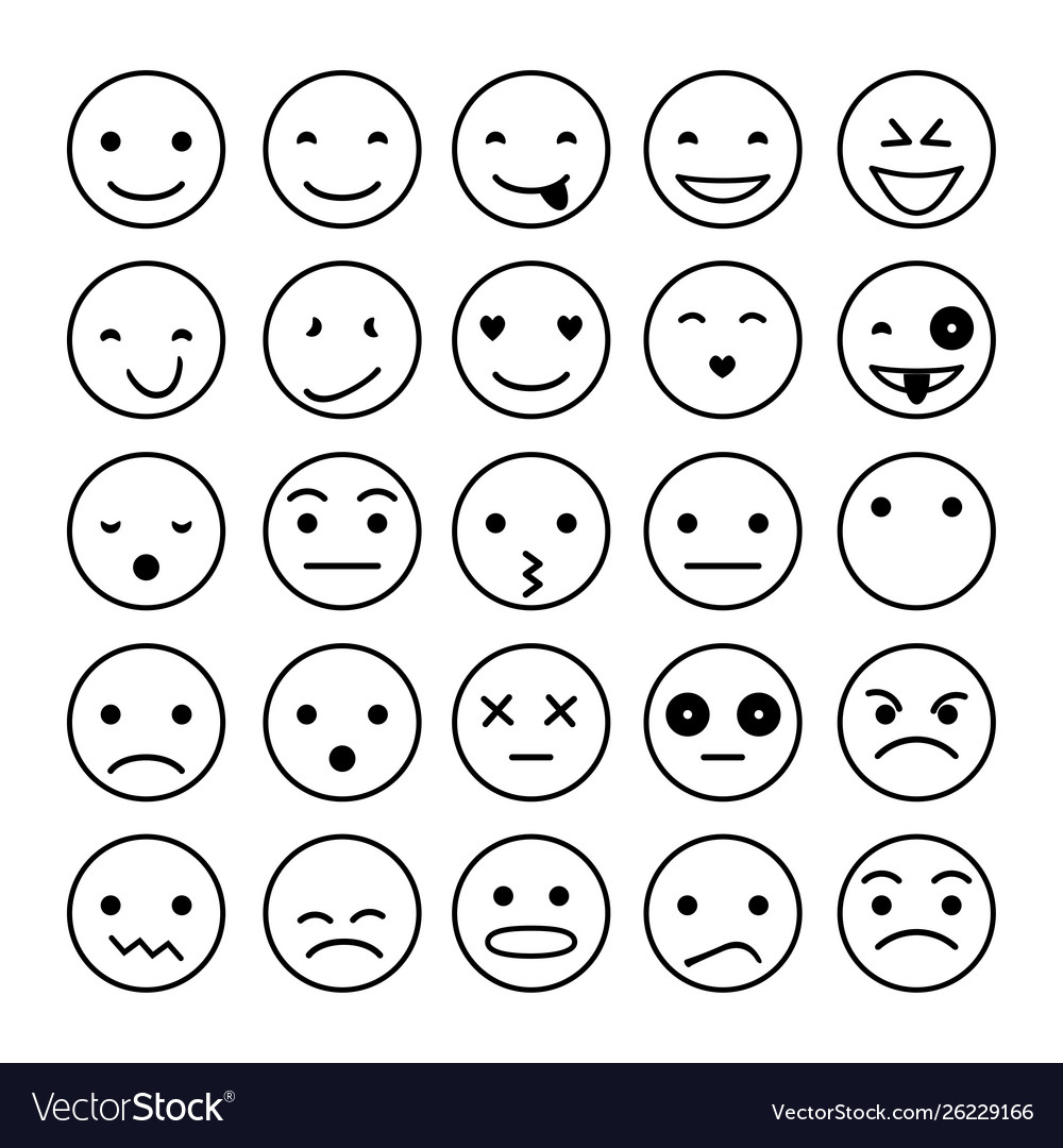 Smile icons isolated on white Royalty Free Vector Image