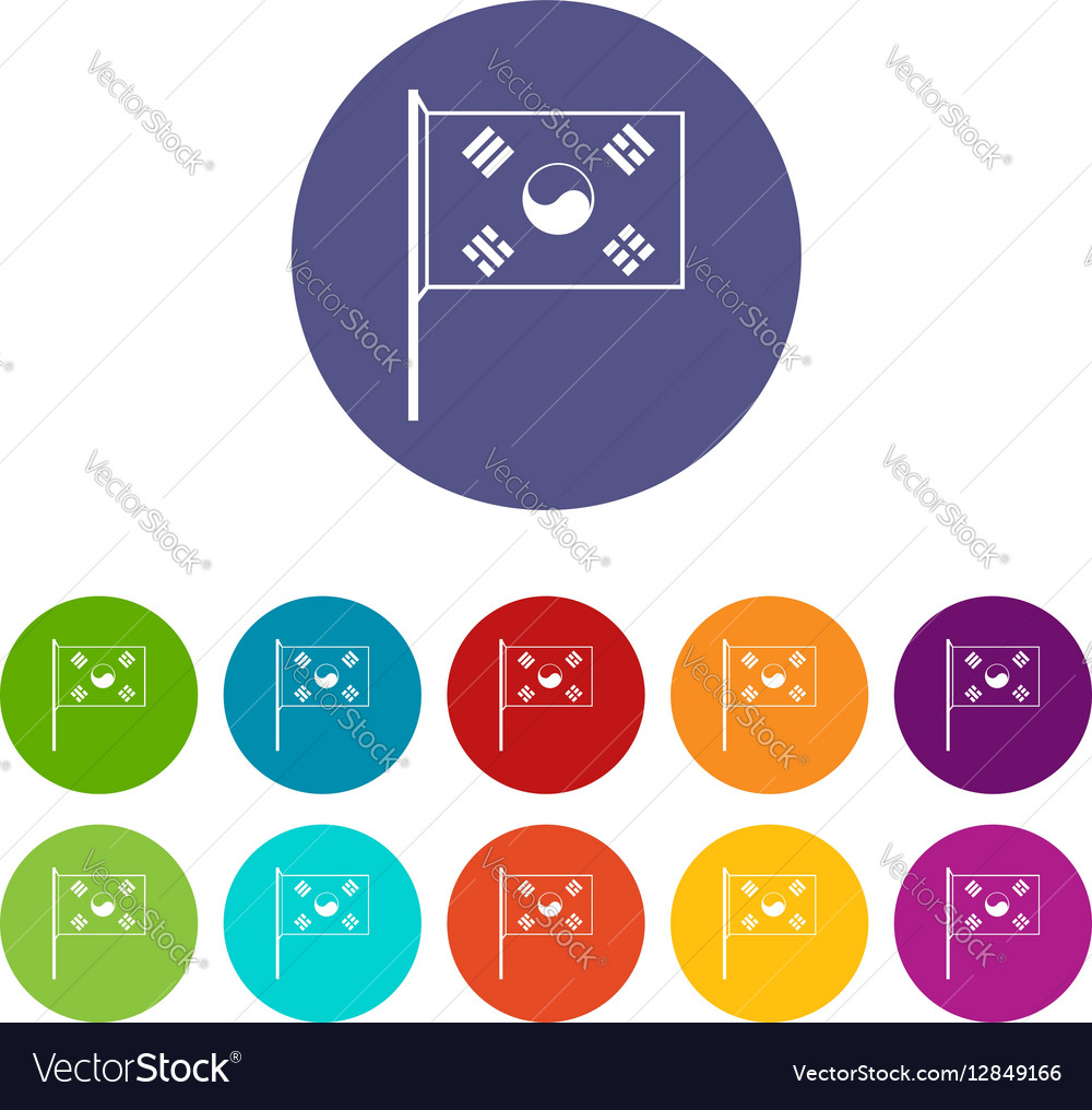 South Korea flag set icons Royalty Free Vector Image