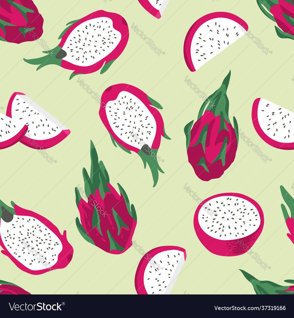 Summer pattern with dragon fruit pitaya flowers