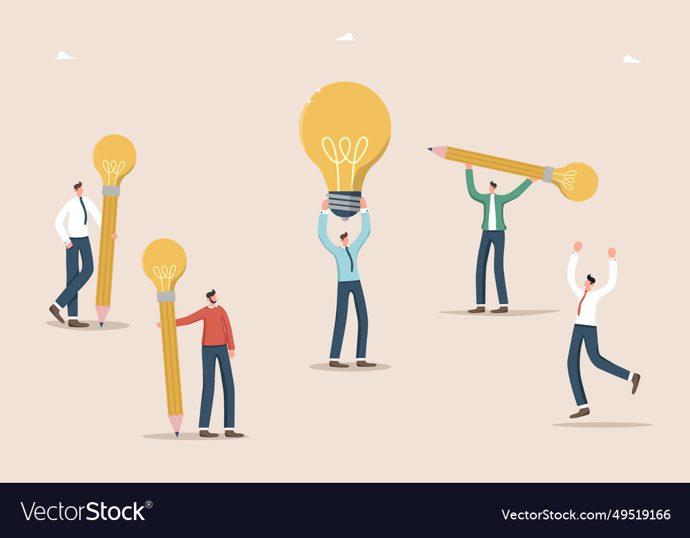 Work team create an idea vector image Work team create an idea