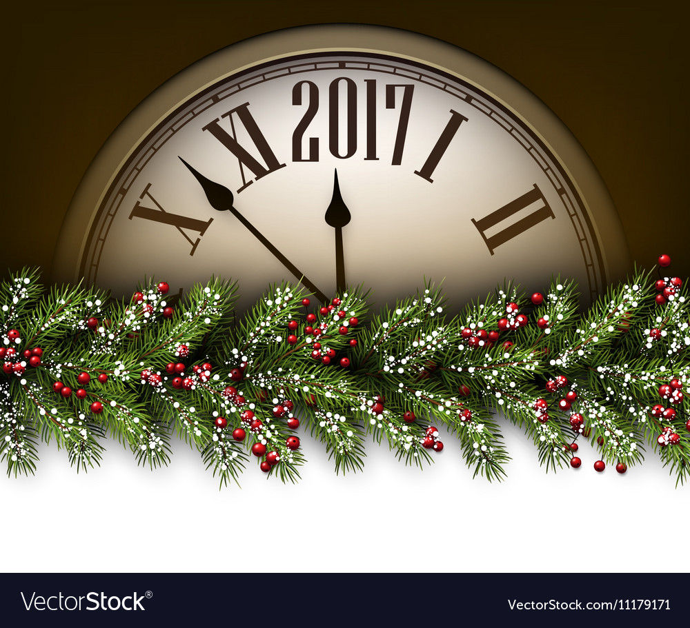 2017 new year background with clock
