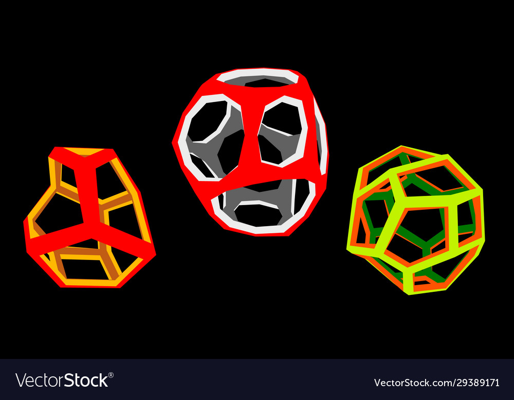 Abstract shape wireframe set 3d