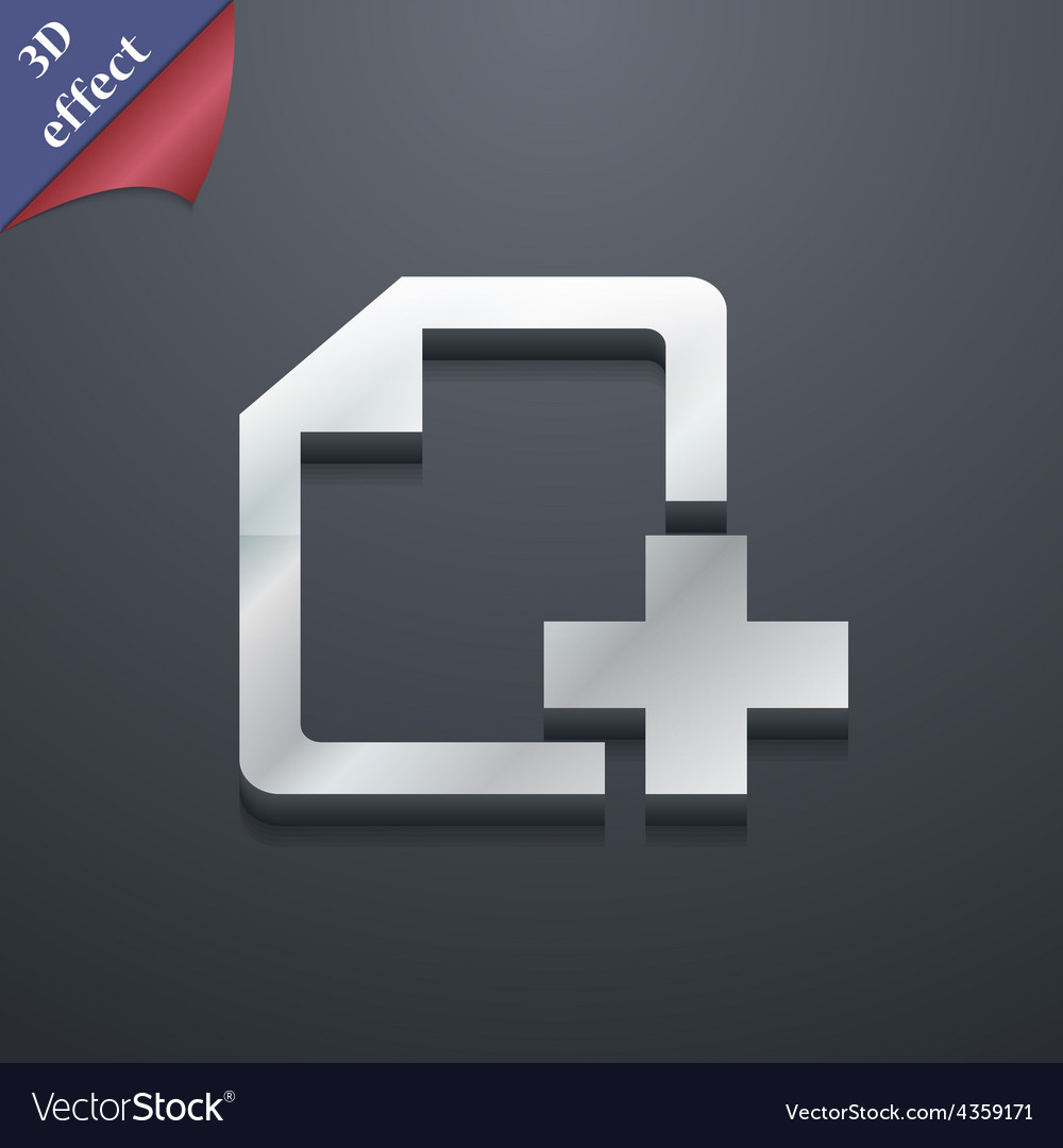 Add file document icon symbol 3d style trendy