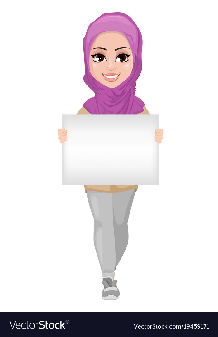 Arabic business woman smiling cartoon character