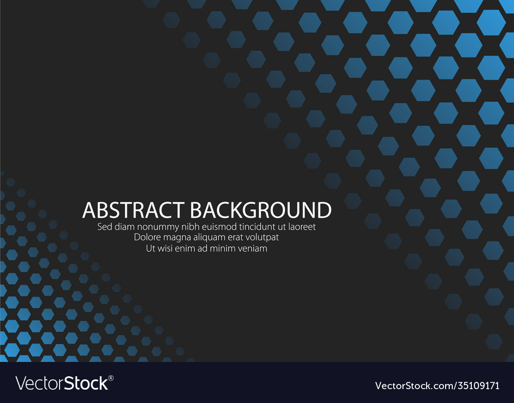 Black background with blue color hexagonal shape vector image Black background with blue color hexagonal shape