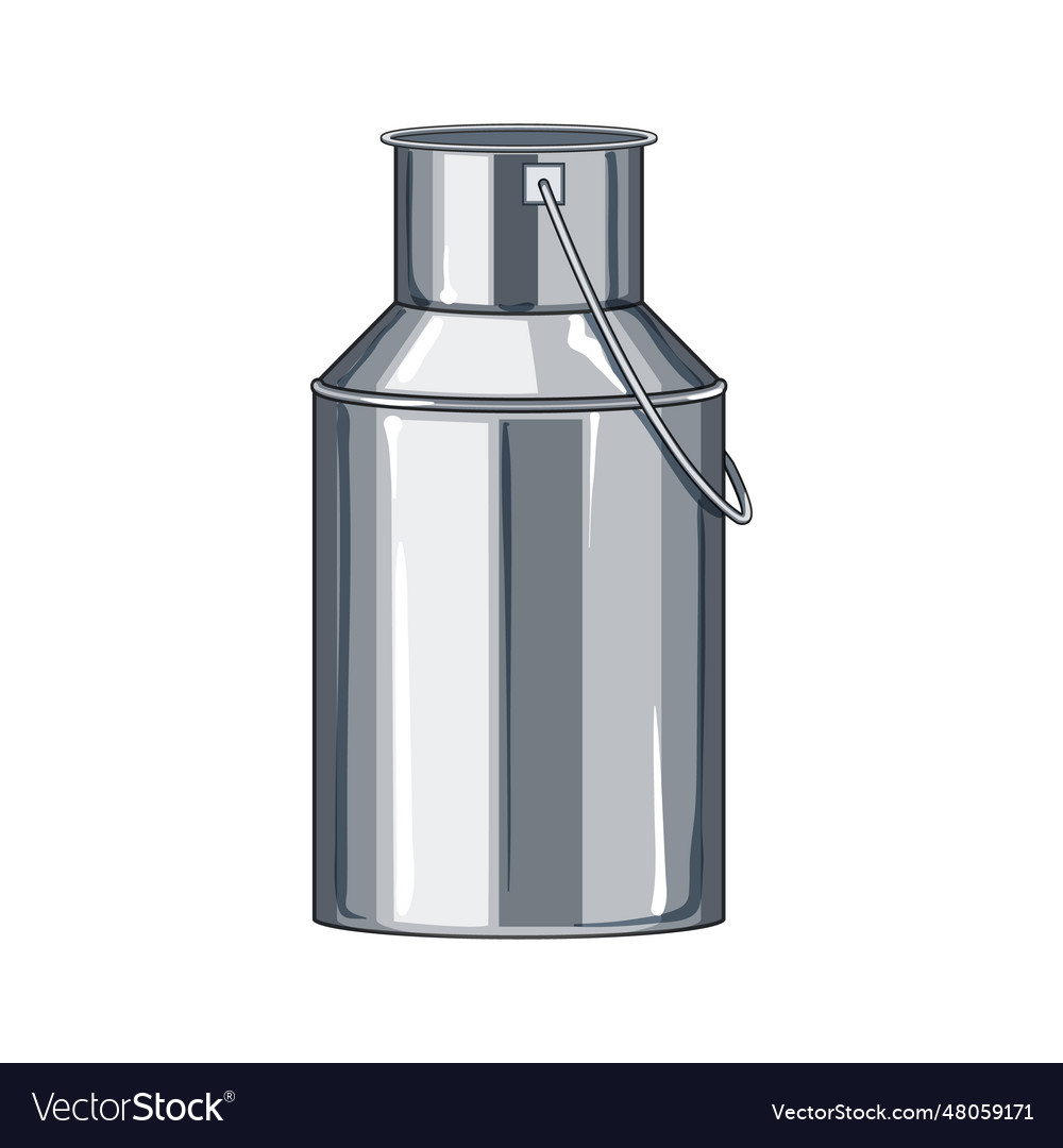 Cow metal milk can cartoon Royalty Free Vector Image