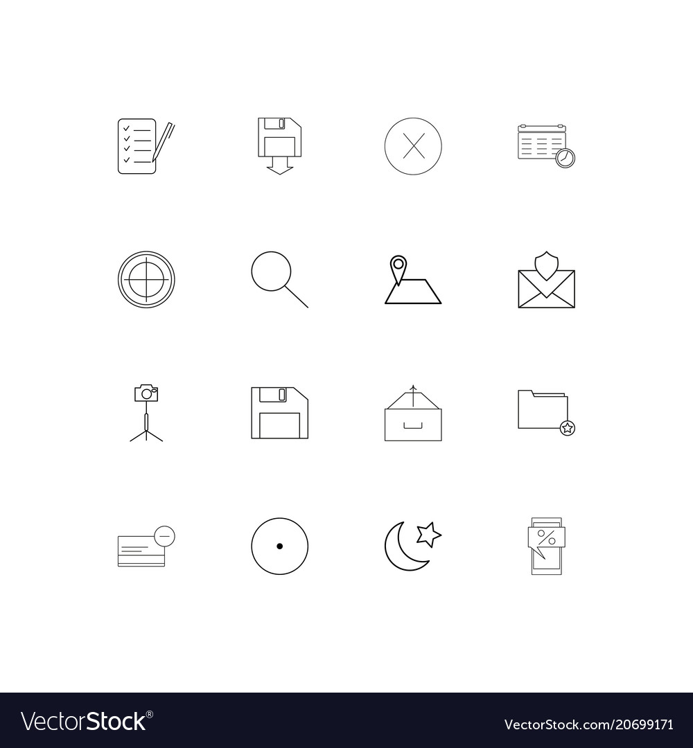 Interface simple linear icons set outlined