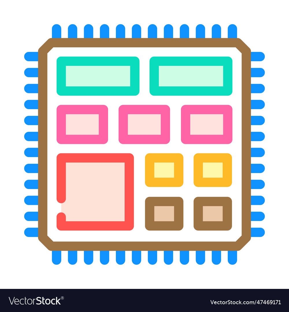 Microcontroller electrical engineer color icon vector image Microcontroller electrical engineer color icon
