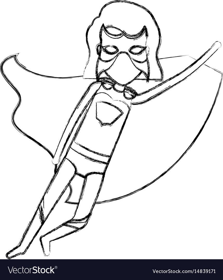 Monochrome Blurred Contour Faceless Of Superhero Vector Image