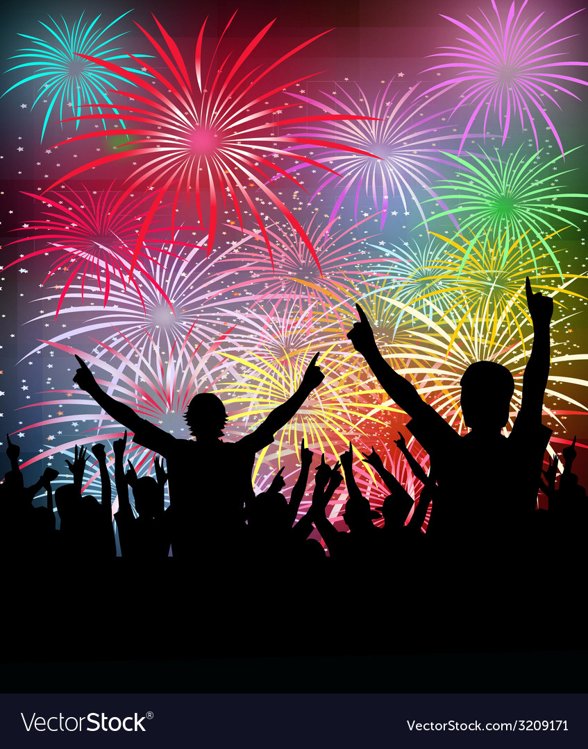 Newyears party fireworks Royalty Free Vector Image