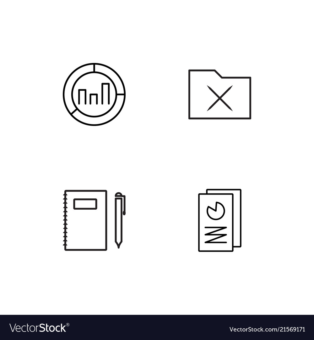 Office linear icons set simple outline