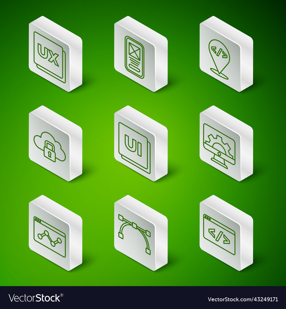 Set line front end development bezier curve ui vector image Set line front end development bezier curve ui