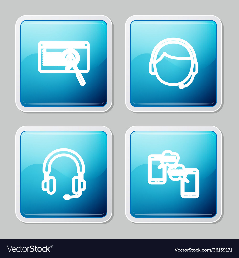 Set line system bug concept man with a headset vector image Set line system bug concept man with a headset
