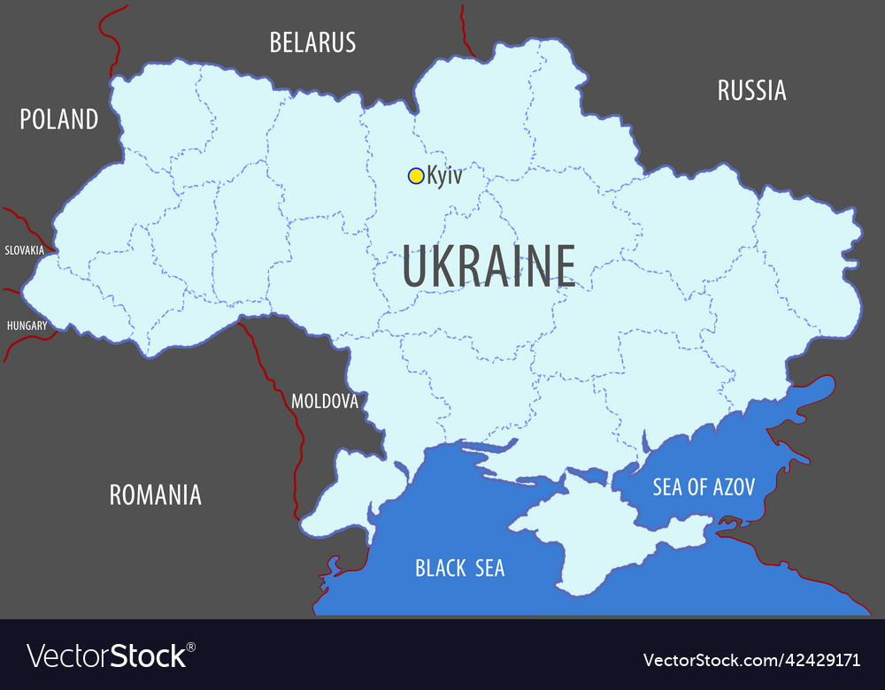 Ukraine map of the territory ukrainian Royalty Free Vector