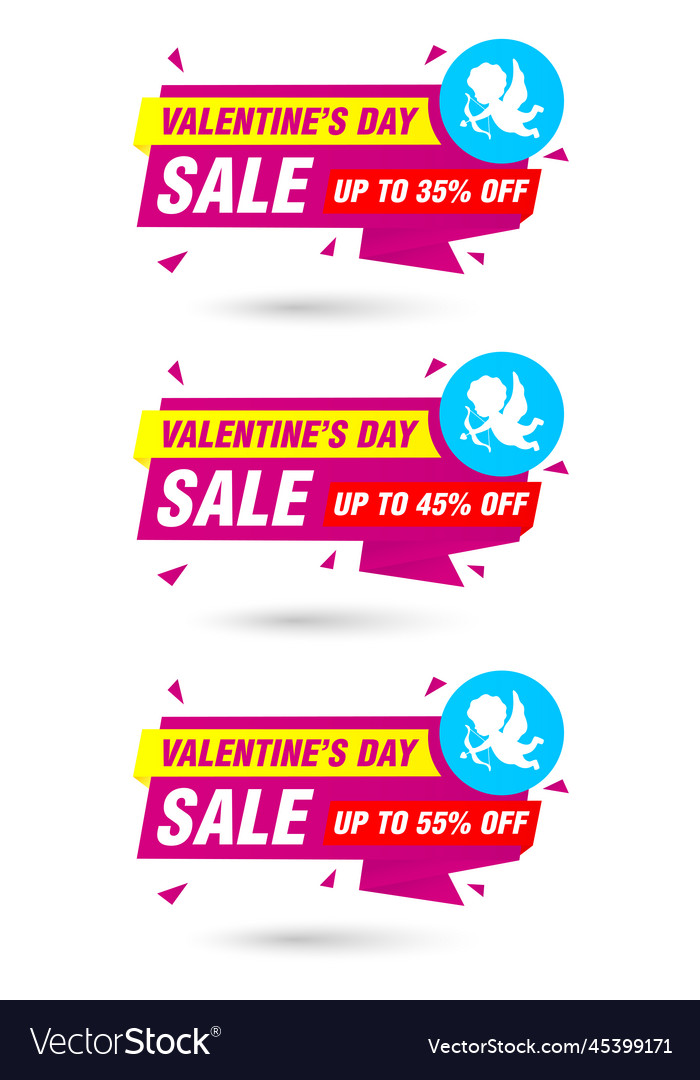 Valentines day sale origami labels set 35 45 55