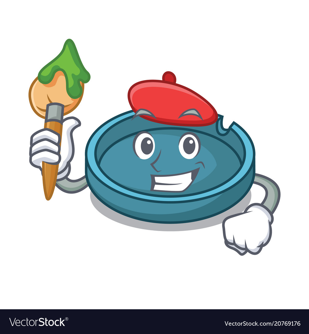 Artist ashtray character cartoon style