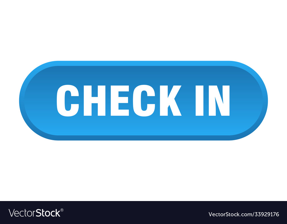 Check in button rounded sign on white background