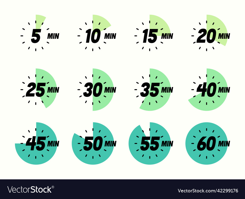 Color timer icon set isolated on white background