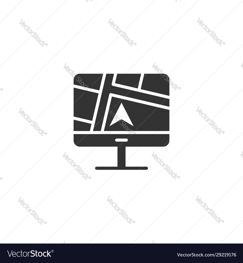 Computer navigation icon in flat style monitor vector image Computer navigation icon in flat style monitor
