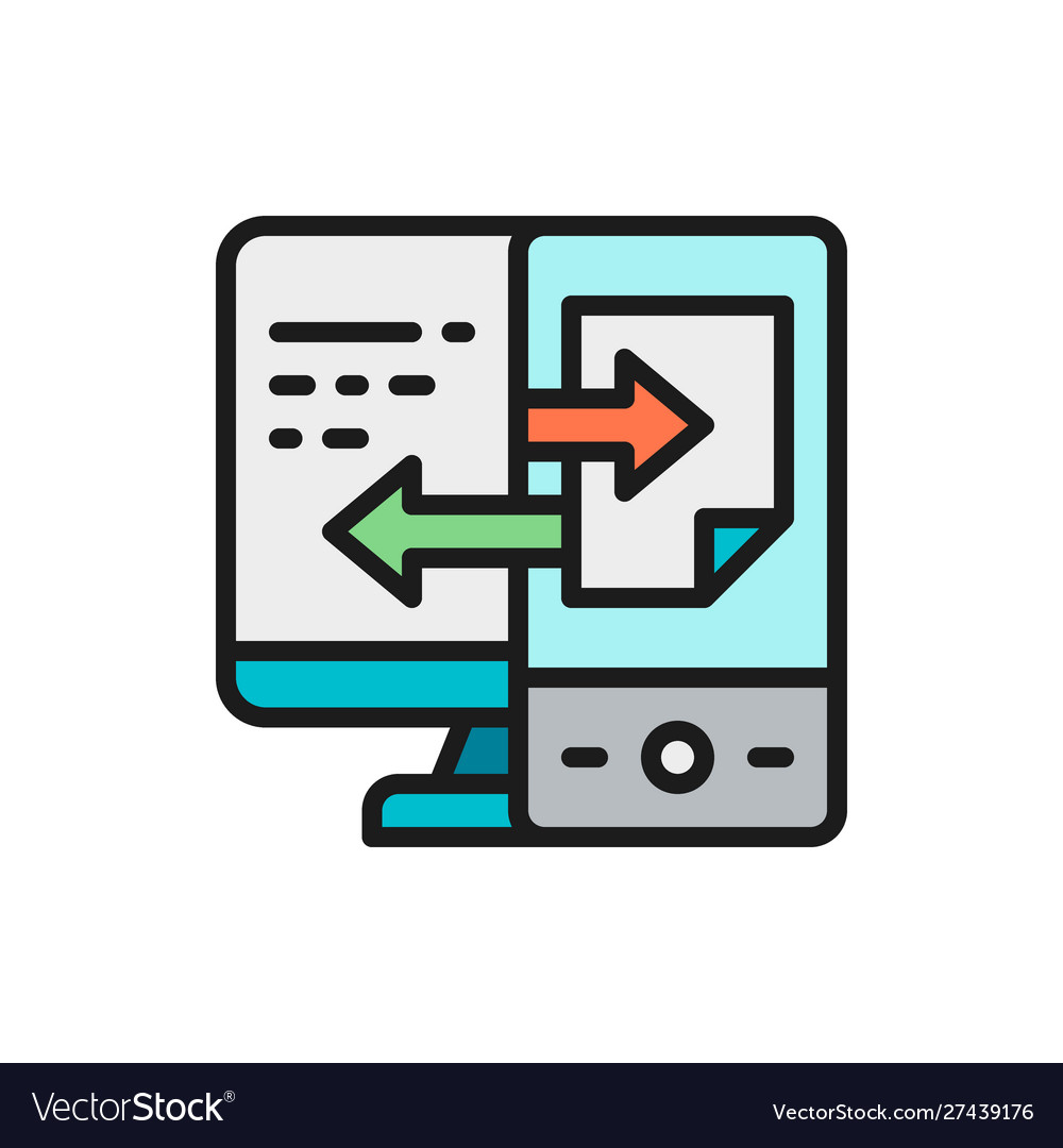 Device data transfer file synchronization flat vector image Device data transfer file synchronization flat