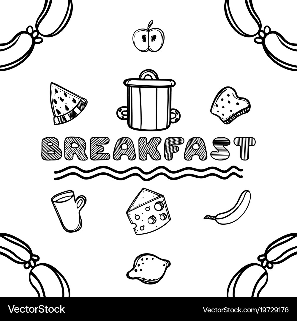 Hand drawn breakfast sketch Royalty Free Vector Image