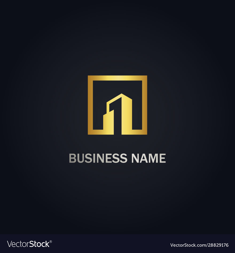 Modern building real estate gold logo Royalty Free Vector