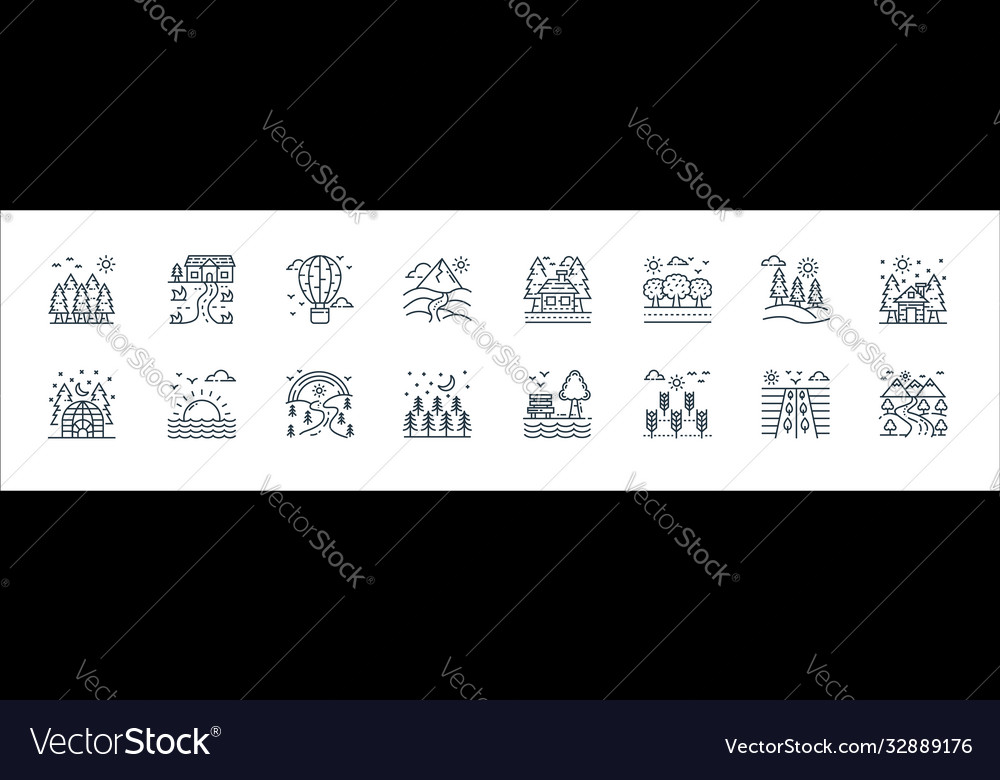 Natur und Landschaft Linie Icons linear Set