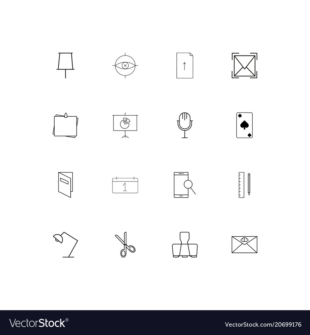 Office simple linear icons set outlined