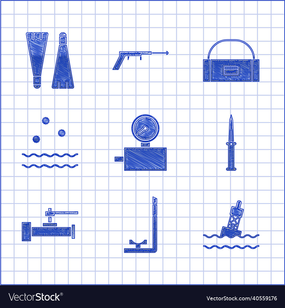 Set gauge scale snorkel floating buoy on the sea