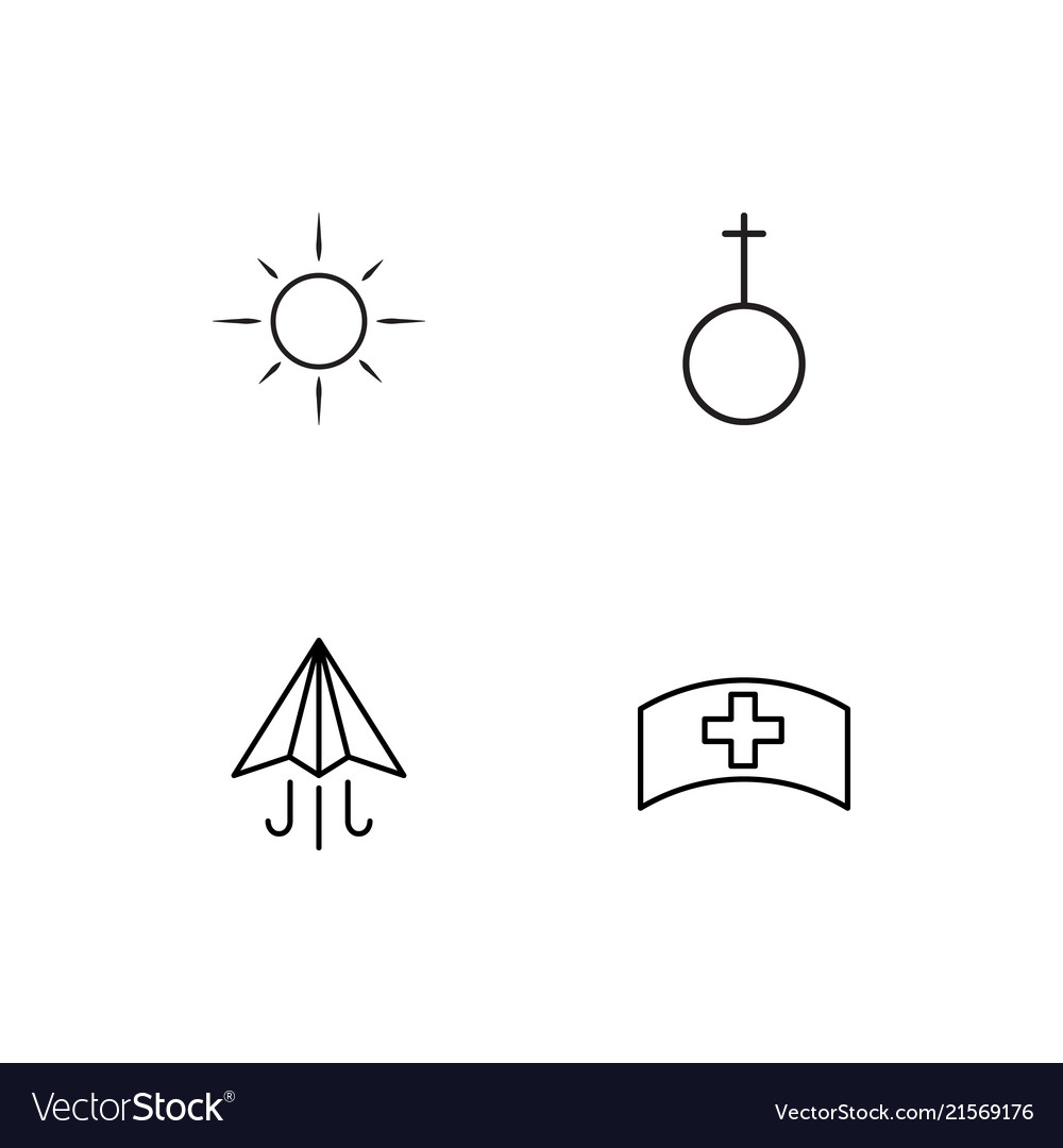 Summer linear icons set simple outline