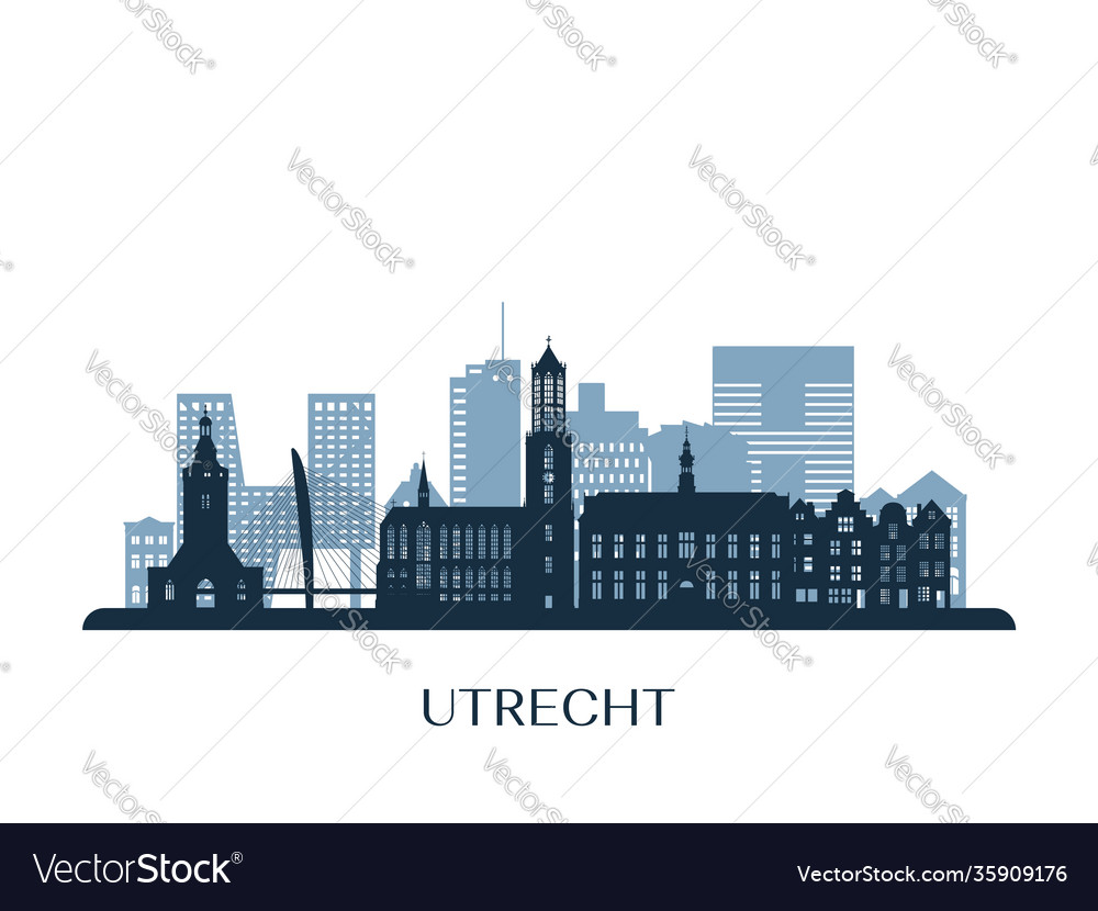 Utrecht skyline monochrome silhouette