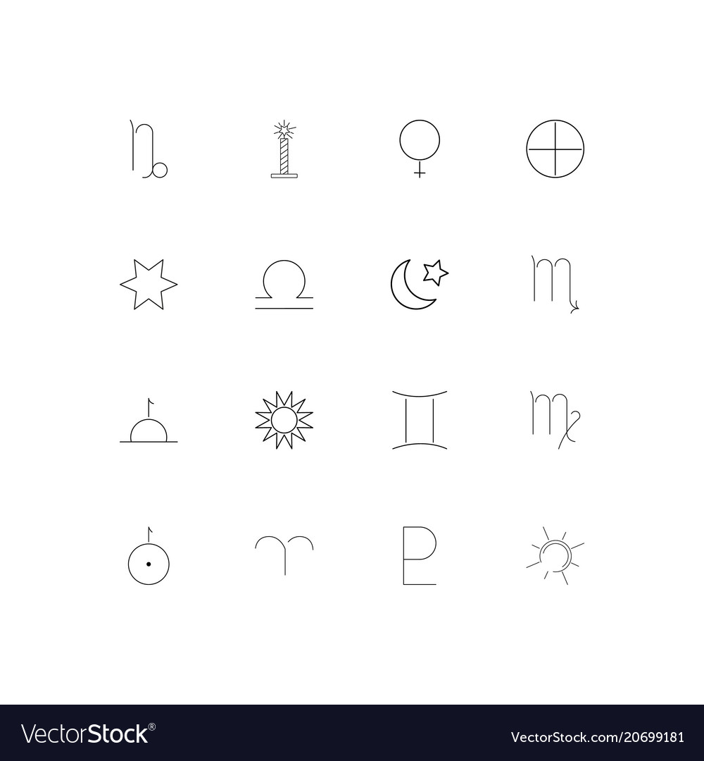 Astrology simple linear icons set outlined